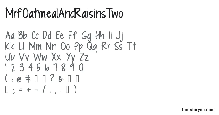 Schriftart MrfOatmealAndRaisinsTwo – Alphabet, Zahlen, spezielle Symbole