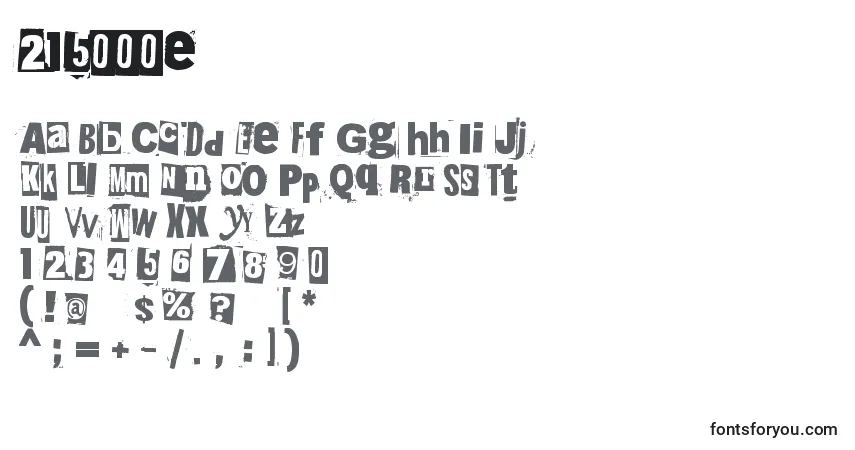 Czcionka 215000e – alfabet, cyfry, specjalne znaki