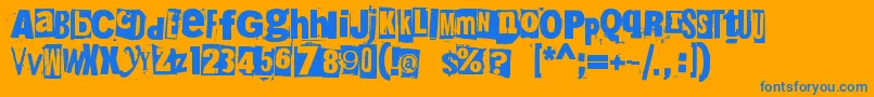 215000e-Schriftart – Blaue Schriften auf orangefarbenem Hintergrund