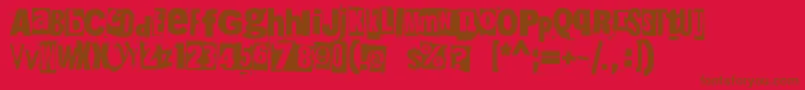フォント215000e – 赤い背景に茶色の文字