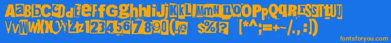 215000e-Schriftart – Orangefarbene Schriften auf blauem Hintergrund