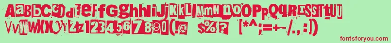 215000e Font – Red Fonts on Green Background
