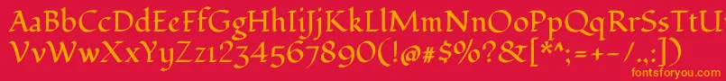 フォントFondamentoRegular – 赤い背景にオレンジの文字