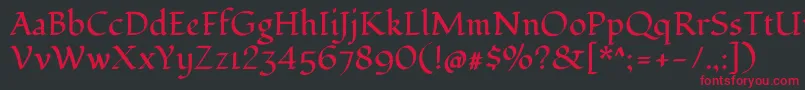 フォントFondamentoRegular – 黒い背景に赤い文字