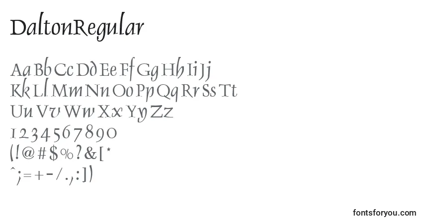 Czcionka DaltonRegular – alfabet, cyfry, specjalne znaki
