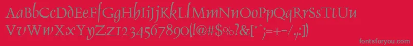 Fonte DaltonRegular – fontes cinzas em um fundo vermelho