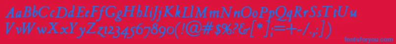 Czcionka HultogItalic – niebieskie czcionki na czerwonym tle