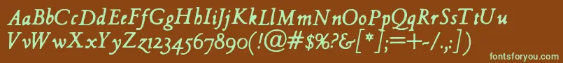 HultogItalic Font – Green Fonts on Brown Background