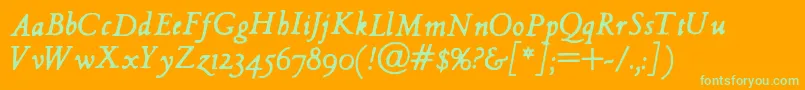 Fonte HultogItalic – fontes verdes em um fundo laranja
