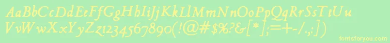 HultogItalic-Schriftart – Gelbe Schriften auf grünem Hintergrund