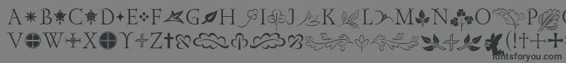 フォントGoldencockerelinitornitcTt – 黒い文字の灰色の背景