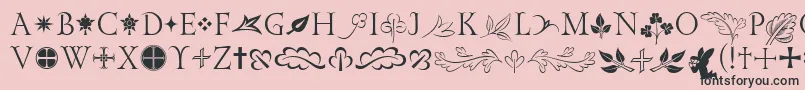 GoldencockerelinitornitcTt-fontti – mustat fontit vaaleanpunaisella taustalla