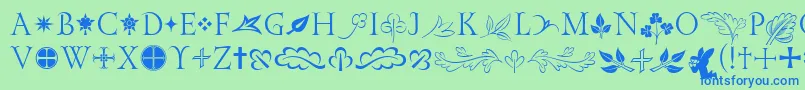 GoldencockerelinitornitcTt Font – Blue Fonts on Green Background