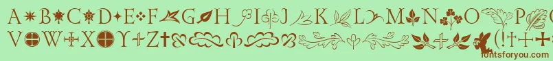 GoldencockerelinitornitcTt Font – Brown Fonts on Green Background