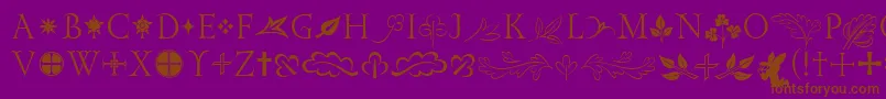 GoldencockerelinitornitcTt-Schriftart – Braune Schriften auf violettem Hintergrund