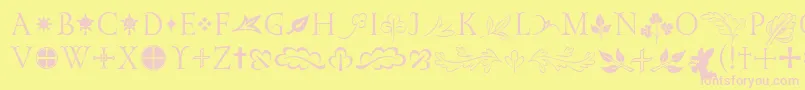 GoldencockerelinitornitcTt-fontti – vaaleanpunaiset fontit keltaisella taustalla