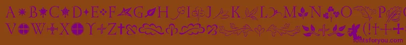 GoldencockerelinitornitcTt Font – Purple Fonts on Brown Background