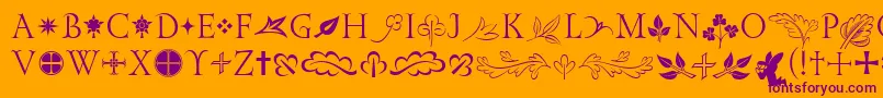 GoldencockerelinitornitcTt-Schriftart – Violette Schriften auf orangefarbenem Hintergrund