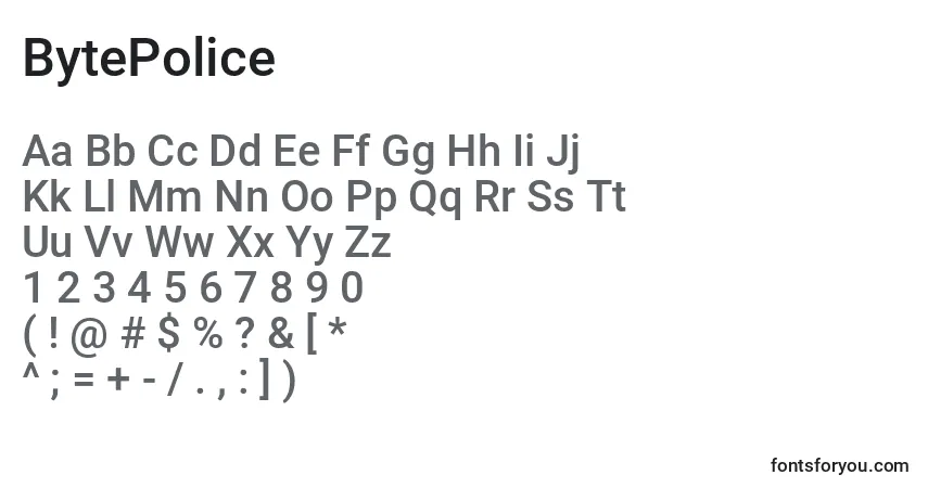 Fuente BytePolice - alfabeto, números, caracteres especiales