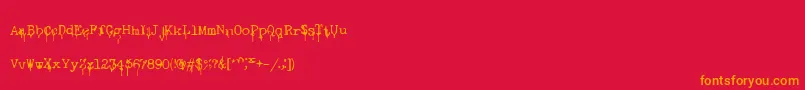 Fonte NasalDrip – fontes laranjas em um fundo vermelho