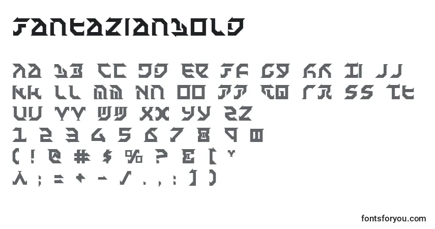 Schriftart FantazianBold – Alphabet, Zahlen, spezielle Symbole