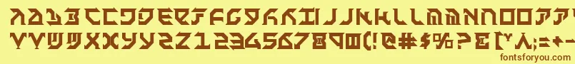 フォントFantazianBold – 茶色の文字が黄色の背景にあります。