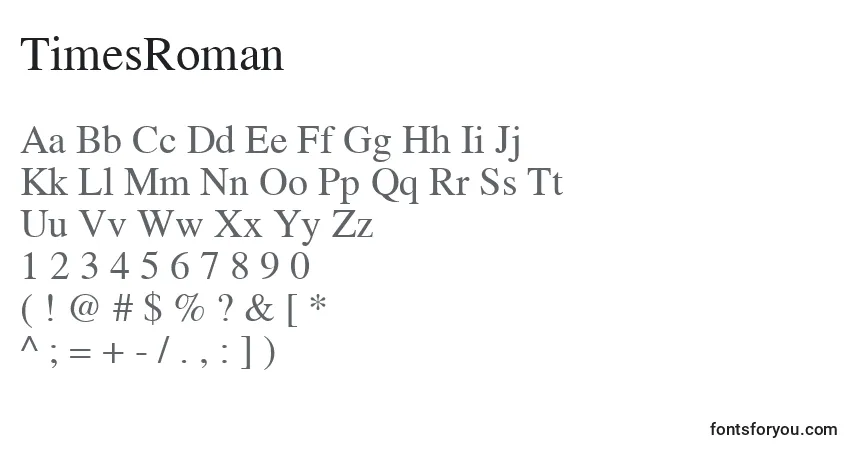 Schriftart TimesRoman – Alphabet, Zahlen, spezielle Symbole