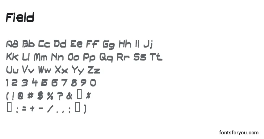 A fonte Field – alfabeto, números, caracteres especiais