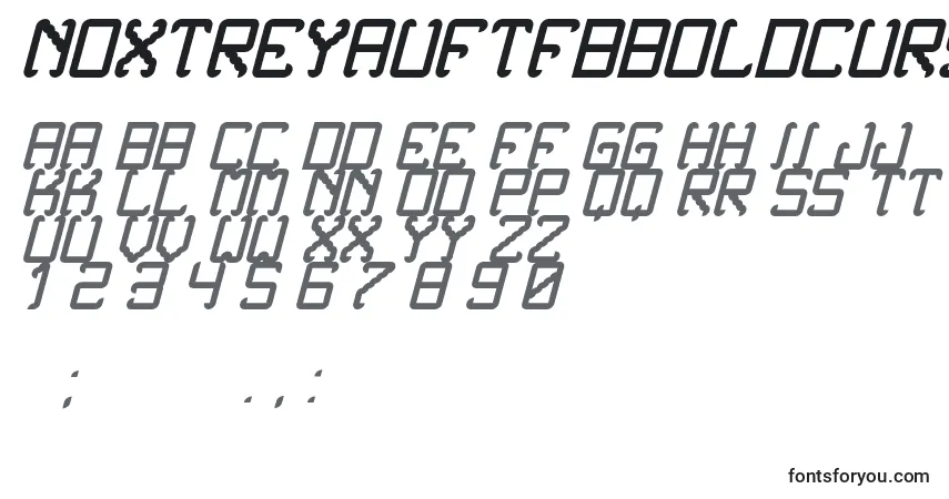A fonte NoxtreyAufTfbBoldCursive – alfabeto, números, caracteres especiais