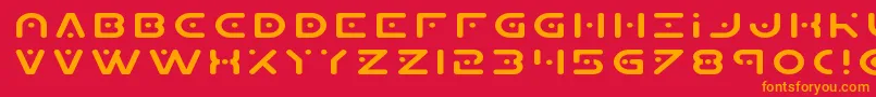 Czcionka Planetxexpand – pomarańczowe czcionki na czerwonym tle