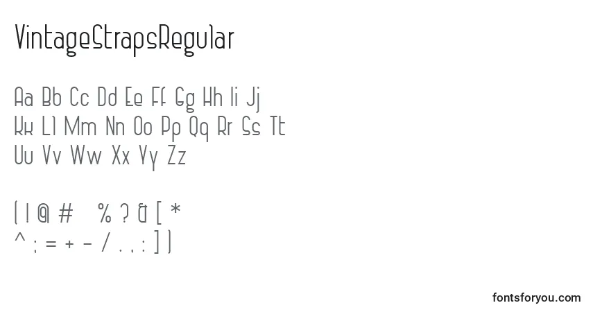 Schriftart VintageStrapsRegular – Alphabet, Zahlen, spezielle Symbole