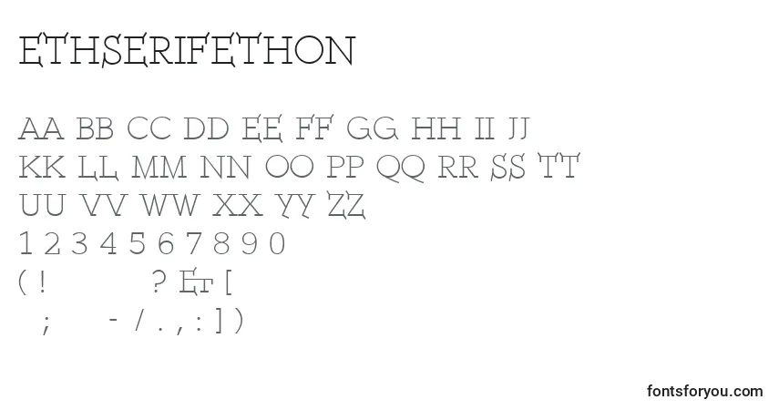 Czcionka Ethserifethon – alfabet, cyfry, specjalne znaki