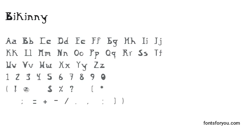 Czcionka Bikinny – alfabet, cyfry, specjalne znaki