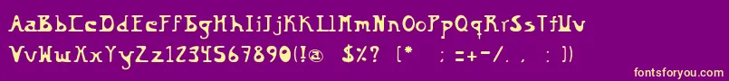 Bikinny-fontti – keltaiset fontit violetilla taustalla