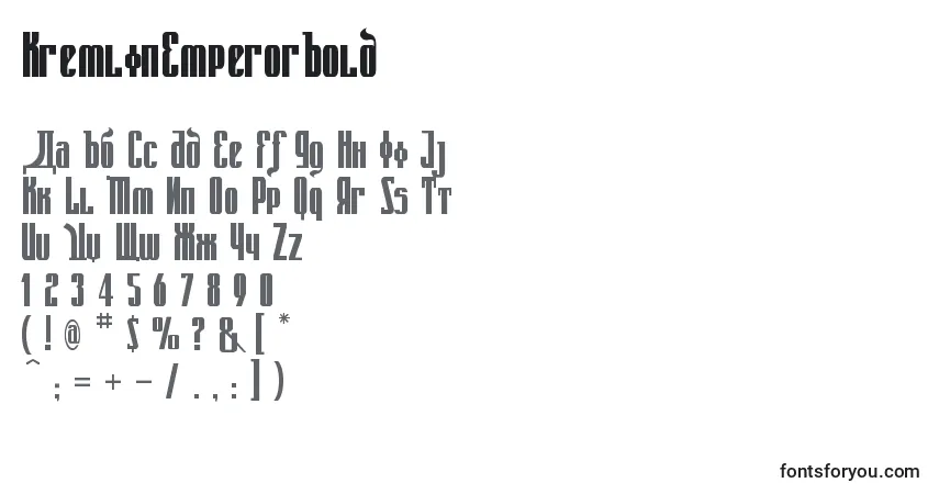A fonte KremlinEmperorBold – alfabeto, números, caracteres especiais