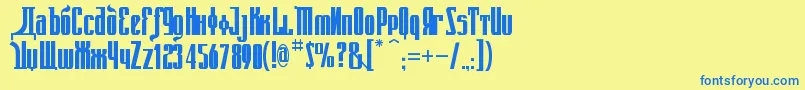 フォントKremlinEmperorBold – 青い文字が黄色の背景にあります。