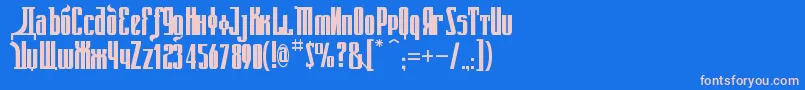 フォントKremlinEmperorBold – ピンクの文字、青い背景