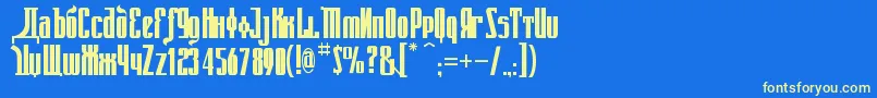 KremlinEmperorBold Font – Yellow Fonts on Blue Background