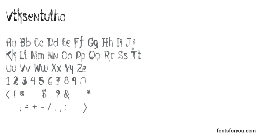Czcionka Vtksentulho – alfabet, cyfry, specjalne znaki