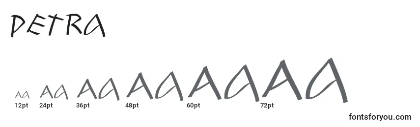 Размеры шрифта Petra