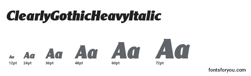 Tailles de police ClearlyGothicHeavyItalic