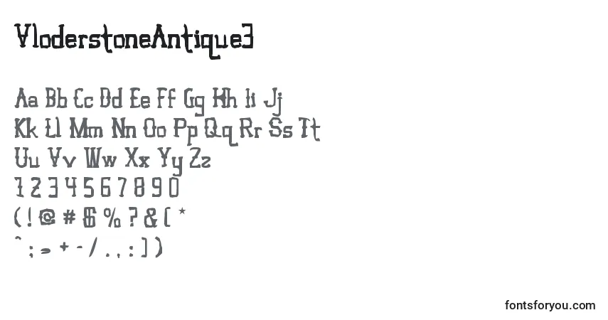 Шрифт VloderstoneAntique3 – алфавит, цифры, специальные символы