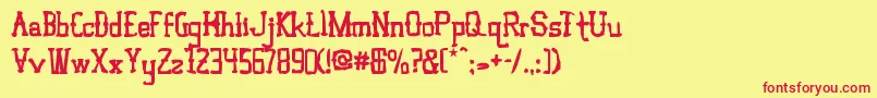 VloderstoneAntique3-Schriftart – Rote Schriften auf gelbem Hintergrund