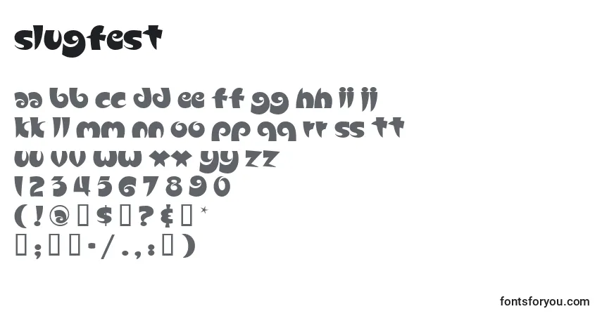 Czcionka Slugfest – alfabet, cyfry, specjalne znaki