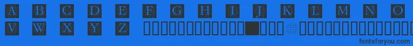 Grafcirculumbricks-Schriftart – Schwarze Schriften auf blauem Hintergrund