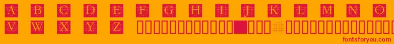 Grafcirculumbricks-Schriftart – Rote Schriften auf orangefarbenem Hintergrund