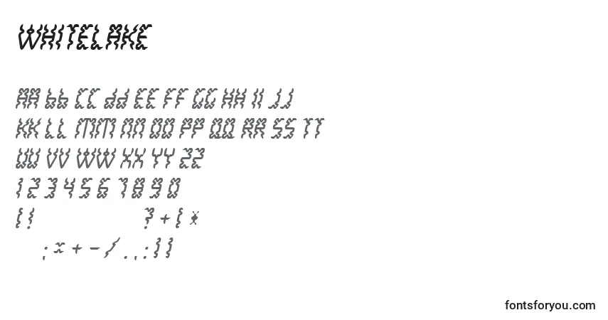 Czcionka Whitelake – alfabet, cyfry, specjalne znaki