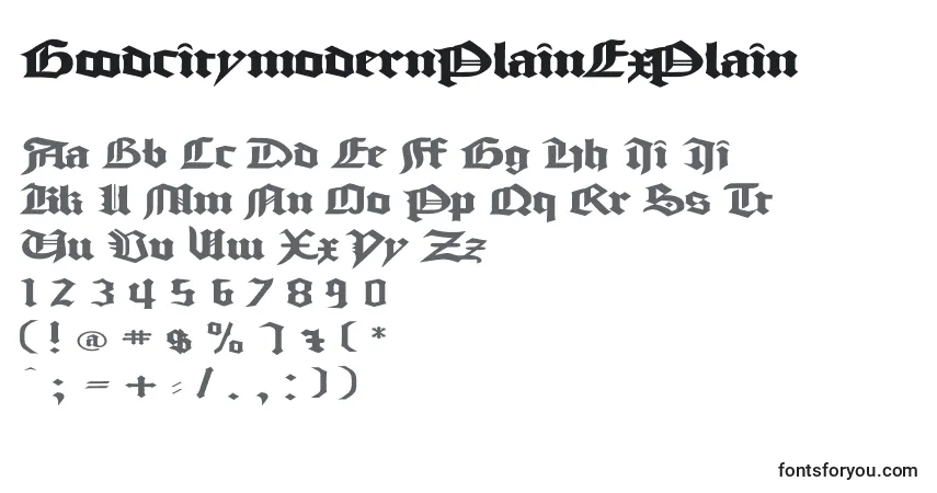 Schriftart GoodcitymodernPlainExPlain – Alphabet, Zahlen, spezielle Symbole