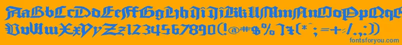 GoodcitymodernPlainExPlain-Schriftart – Blaue Schriften auf orangefarbenem Hintergrund