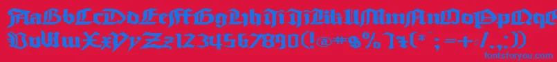 GoodcitymodernPlainExPlain-Schriftart – Blaue Schriften auf rotem Hintergrund